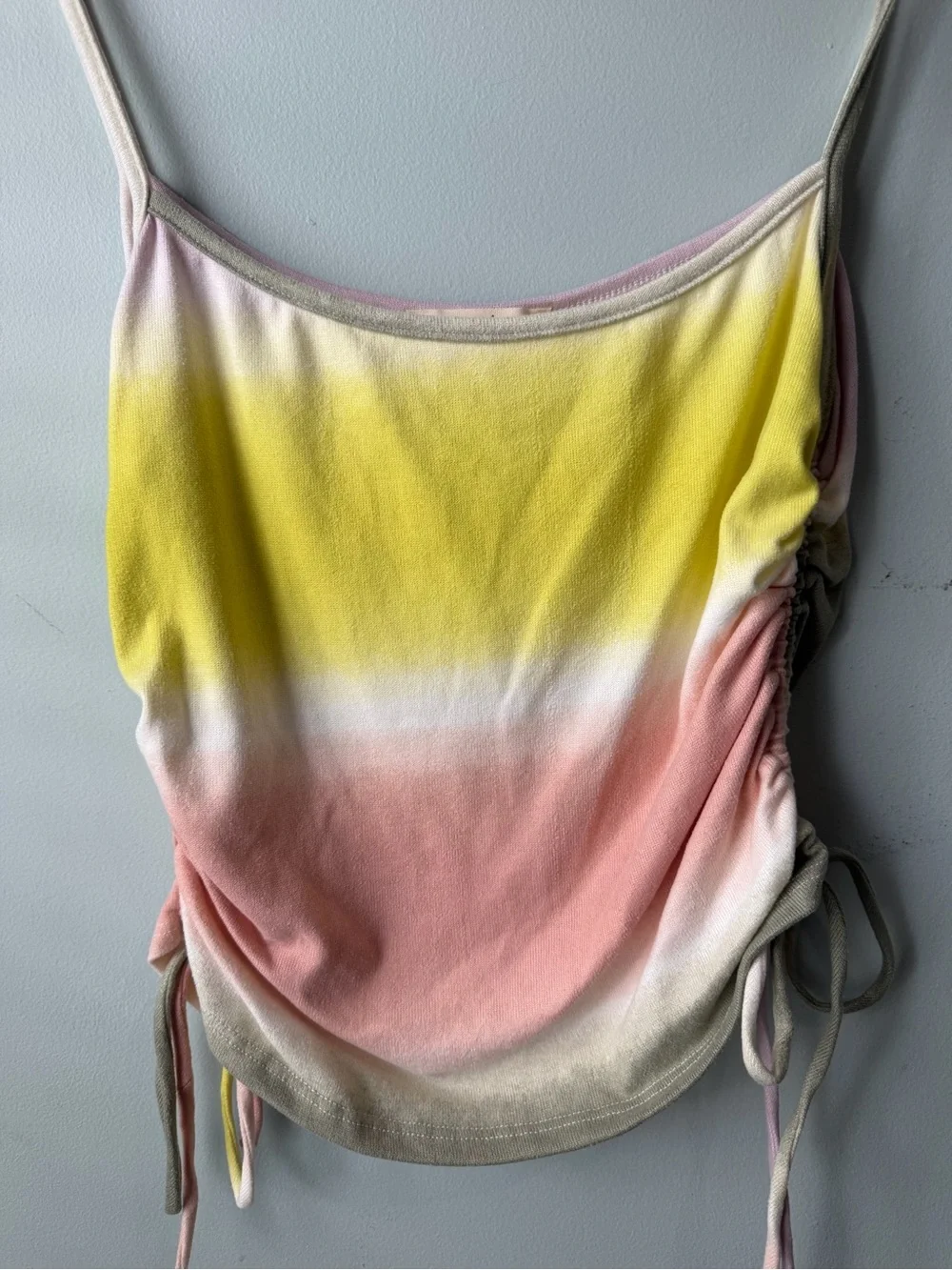 A.gain Ombre Ruched Drawstring Crop Top Size L - Picture 3 of 7